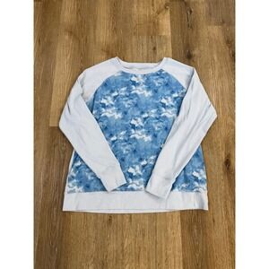 Eddie Bauer Legendwash Womens XL Blue Cloud Tie Dye Raglan Sleeve Sweatshirt